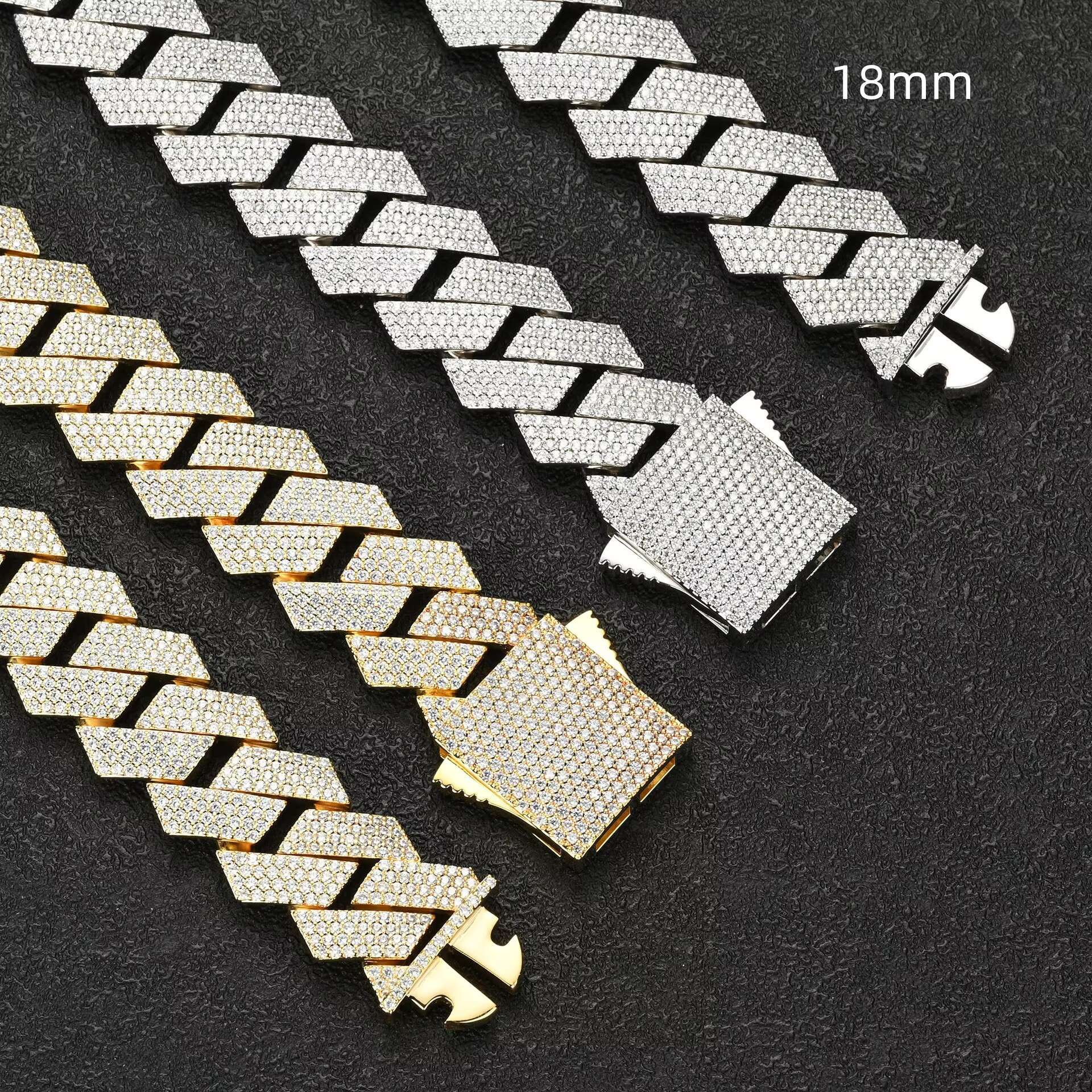 15mm 18mm Luxury Pass Diamond Tester GRA VVS D Color Moissanite Hip Hop Miami Cuban Link Necklace for Men
