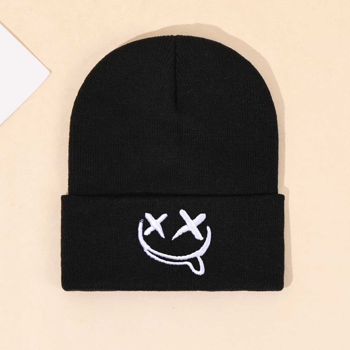 3pcs/2pcs/1pc Autumn/Winter Fashion Warm Knitted Hat Casual Ear Protection Halloween Hat Grimace Embroidered Design BeaniesXJ251110