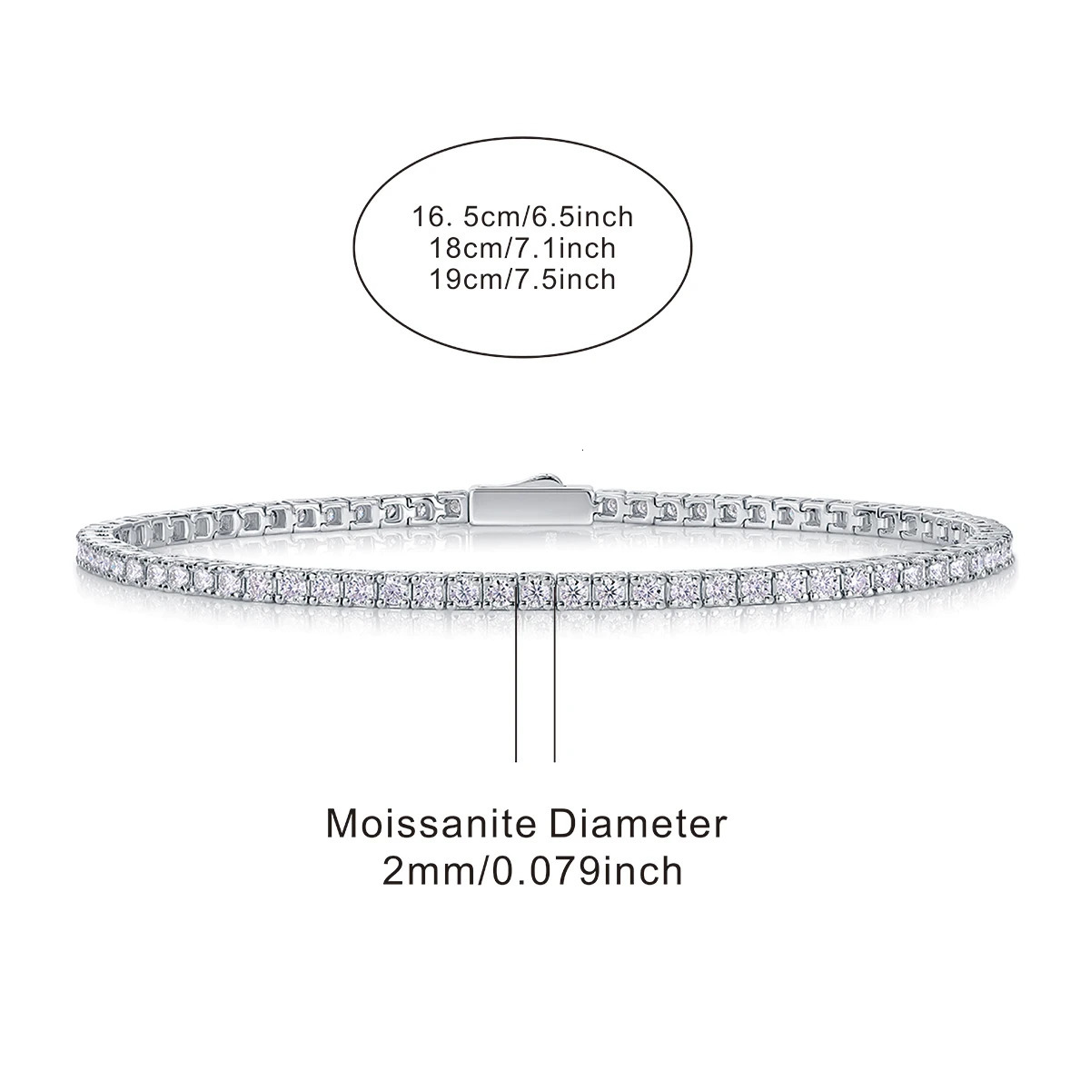 JIUZUAN 2MM S925 Silver Tennis Bracelet Men Ladies Couple Fashion Valentines Day Mothers Day 250408