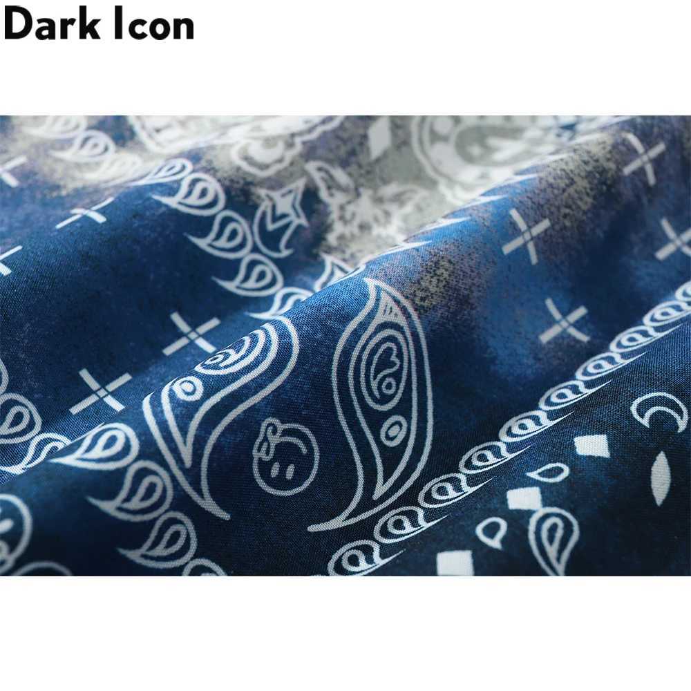 Black Tie Stained Bandana Button Mens Paisley Retro Mens Shirt Day Beach Hawaii Shirt 2023 Summer Mens Neoprene X250410