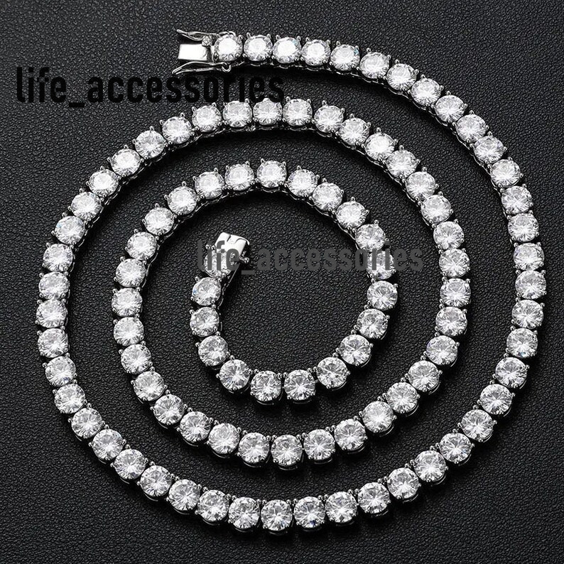 Hiphop Moissanite Chain 925 Sterling Silver 4mm 5mm 6mm Vvs Iced Out Moissanite Tennis Chain