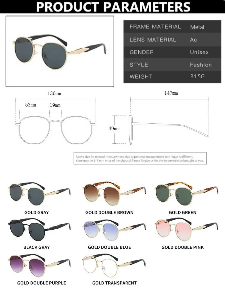 Retro round metal sunglasses for women fashion retro ner men UV400 250410