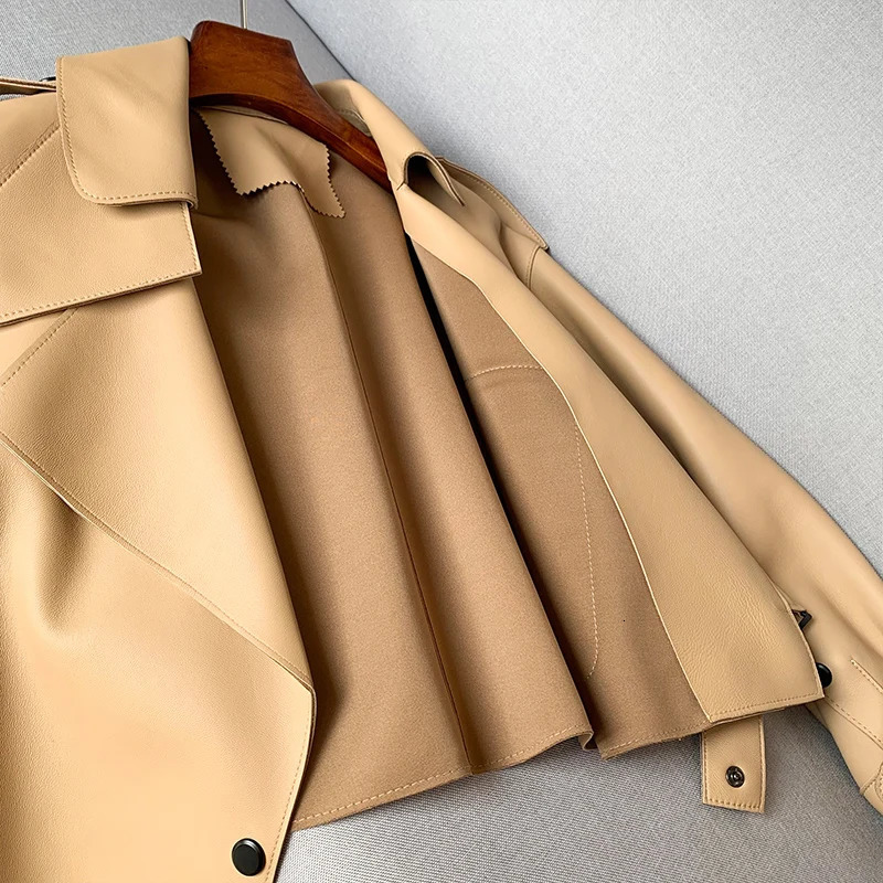 Sheepskin Coat For Women Leather Jacket Winter Spring Moto Biker Genuine Top Quality Black 251110