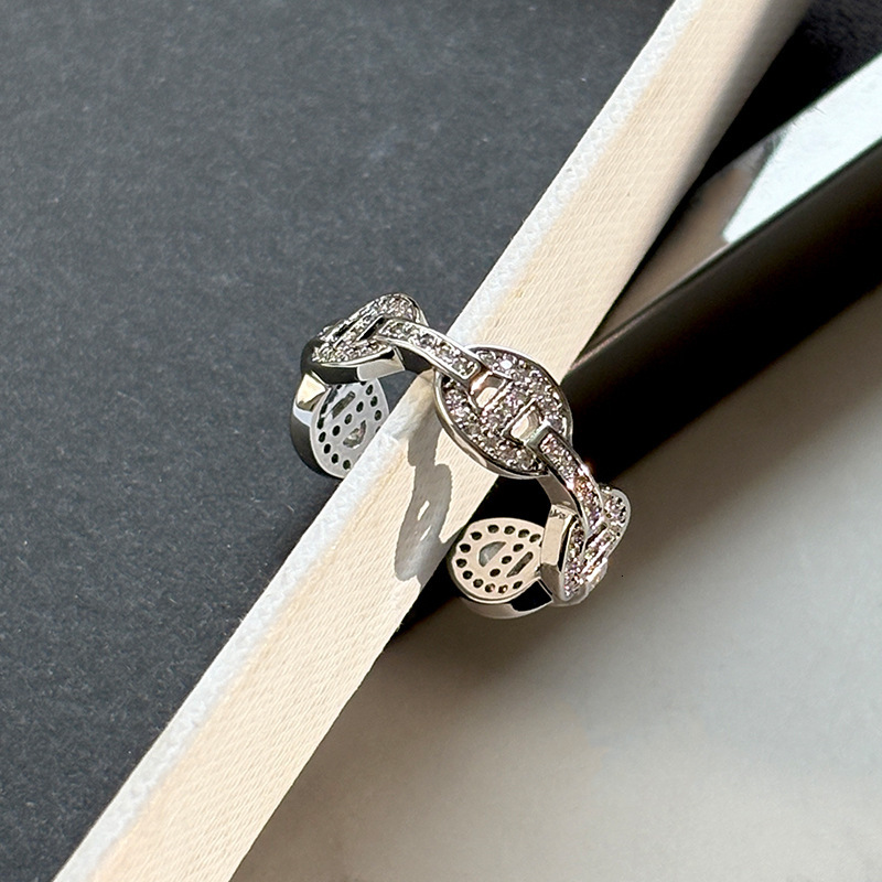 Gold Fashion Ring And Silver Pig Nose Full Diamond Open Index Finger Ring For Women Light Luxury Niche Design High-end Designer Ring Feel Ring 2025 Ne