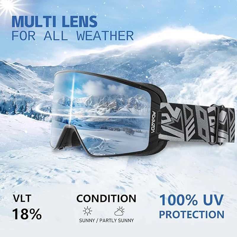 Vozapow Ski Goggles Magnetic Double Layer Anti Fog Professional Skiing Mask Men Women Super View Snowboard UV400 Snow Sunglasses K251110
