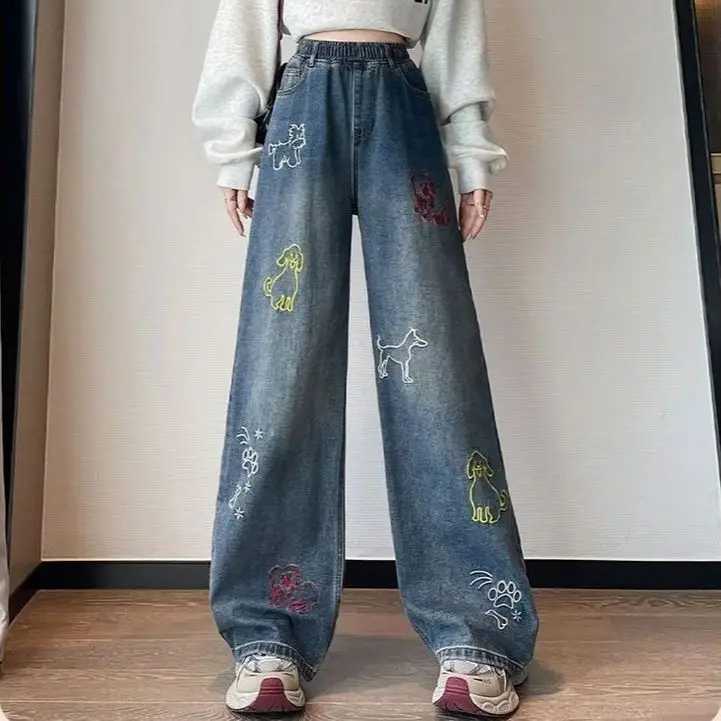 Plus Size Womens Straight-Leg Wide-Leg Loose-Fit High-Waisted Slimming Jeans AutumnWinter Plus Size Clothing Printed Cute Soft C251110