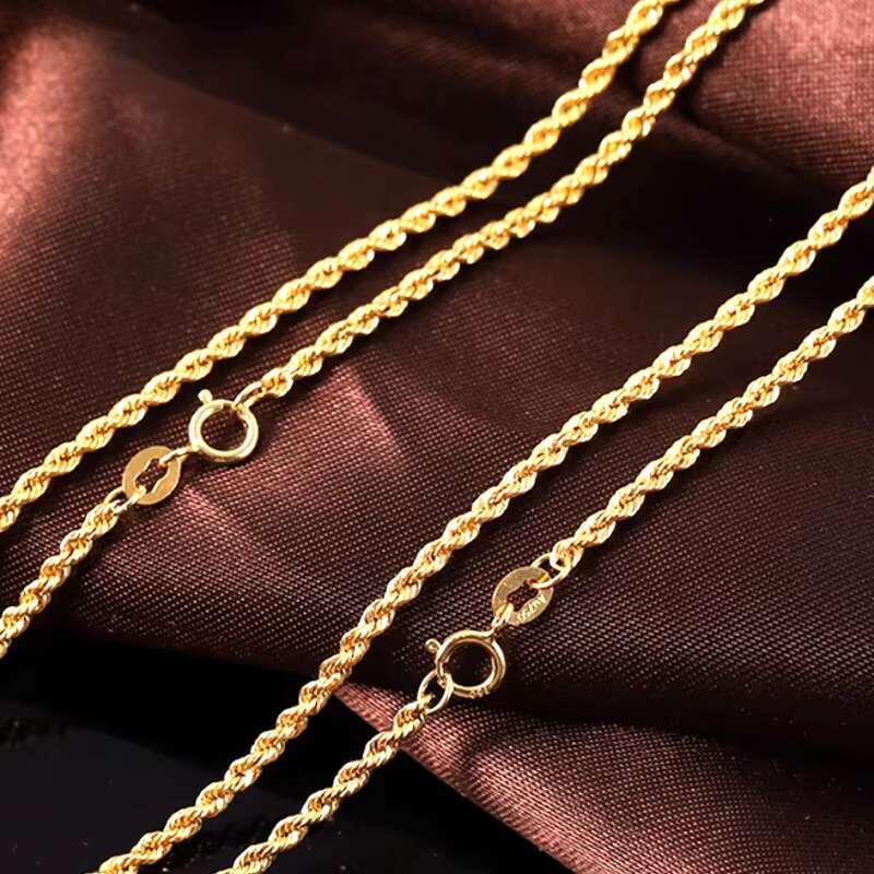 18K Gold Rope Chain Womens Wedding Engagement Gold Necklace Real Gold Chain Factory Wholesale Customization Pendant Usage Chain