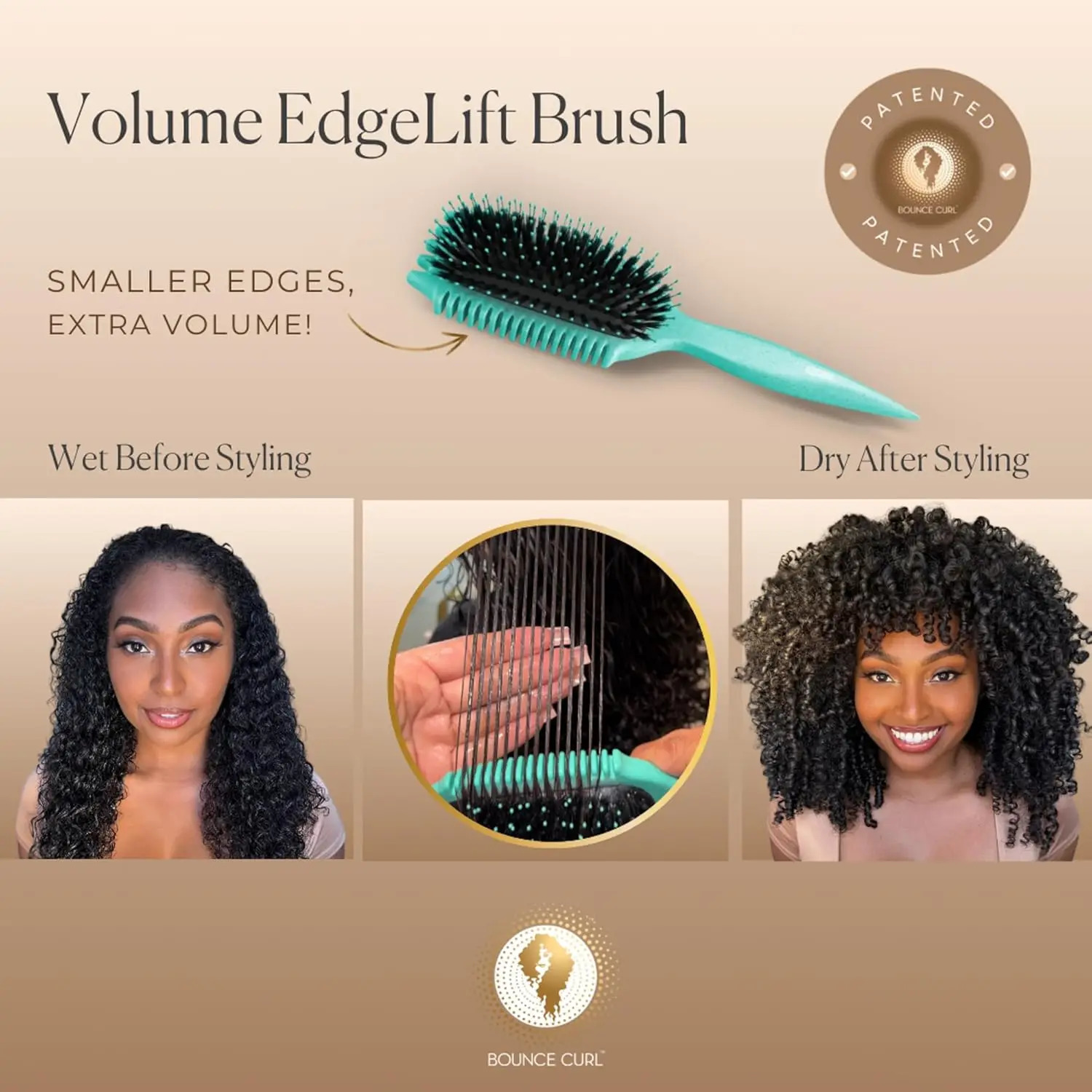 5-in-1 Curl Define Brush - Effortless Curls/Waves/Coils Frizz-Reducing Vegan Bristles Pink Heatless Styling Tool 251107