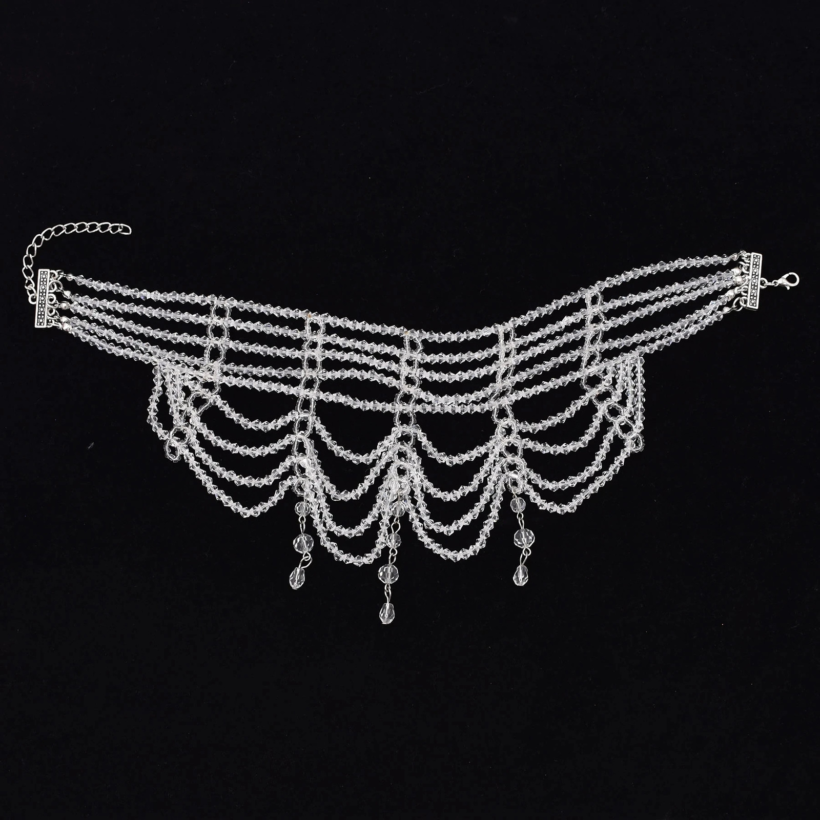 Fashion Black White Crystal Beads Necklace for Women Handmade Bohemian Drop Beaded Choker Necklaces Ladies Charm Jewelry 250409