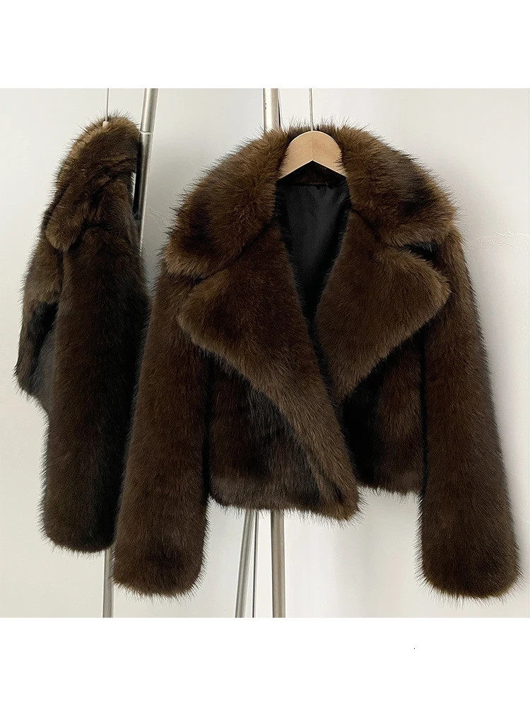 Mumaroho Winter Autumn Women Faux Fur Jacket Coat Solid Khaki Long Sleeve Thick Warm Outwear Fluffy For 251110