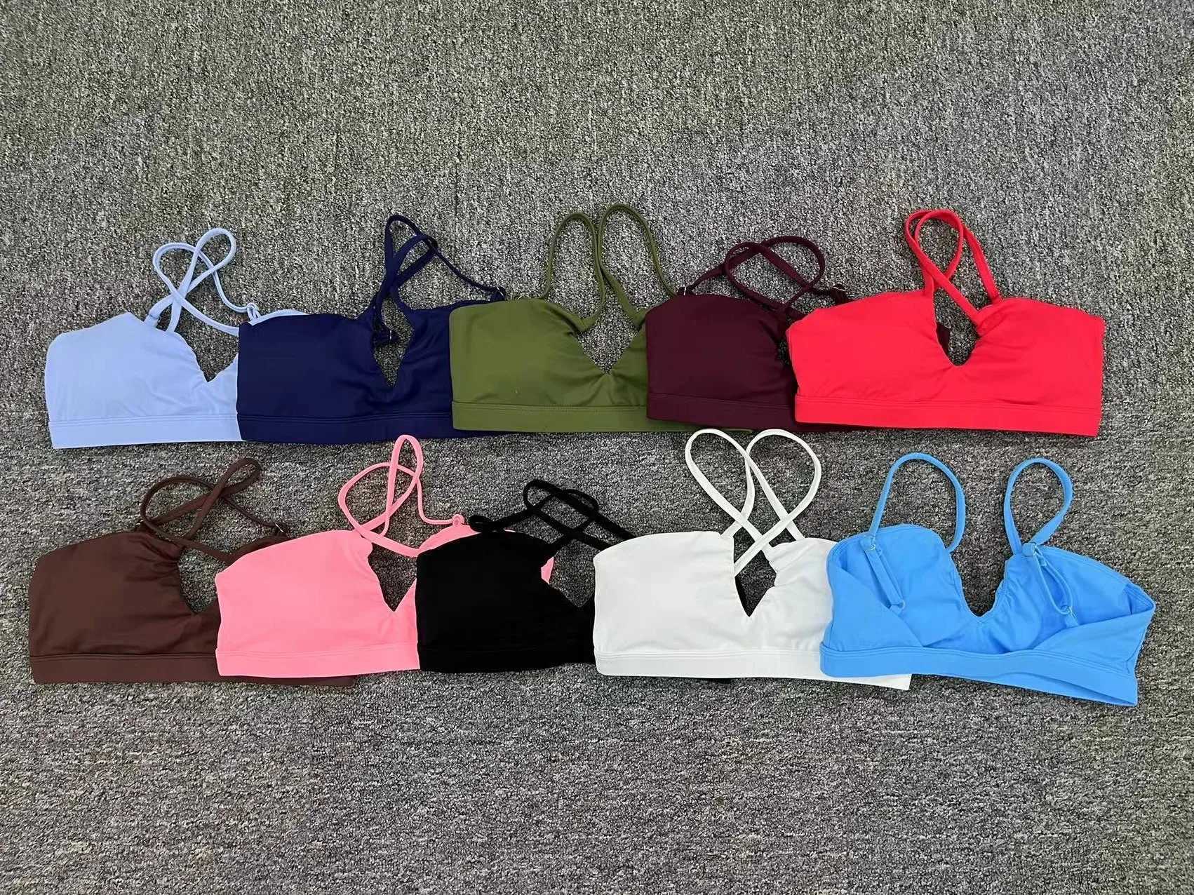 Womens sports bra gym yoga sports bra push up exercise top Bralette strapless bra sports womens navy blue black and white coffeeXJ250410
