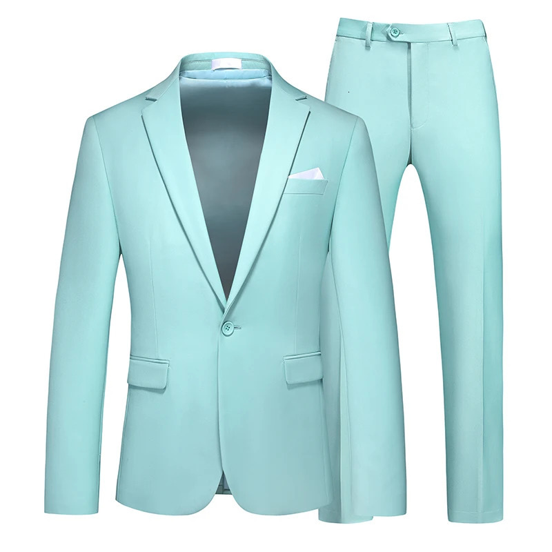 Red Formal Suit 2 Piece Sets for Men Wedding Party Dress Coat and Pants Big Size Terno Masculino Black White Blue Costume Homme 250409