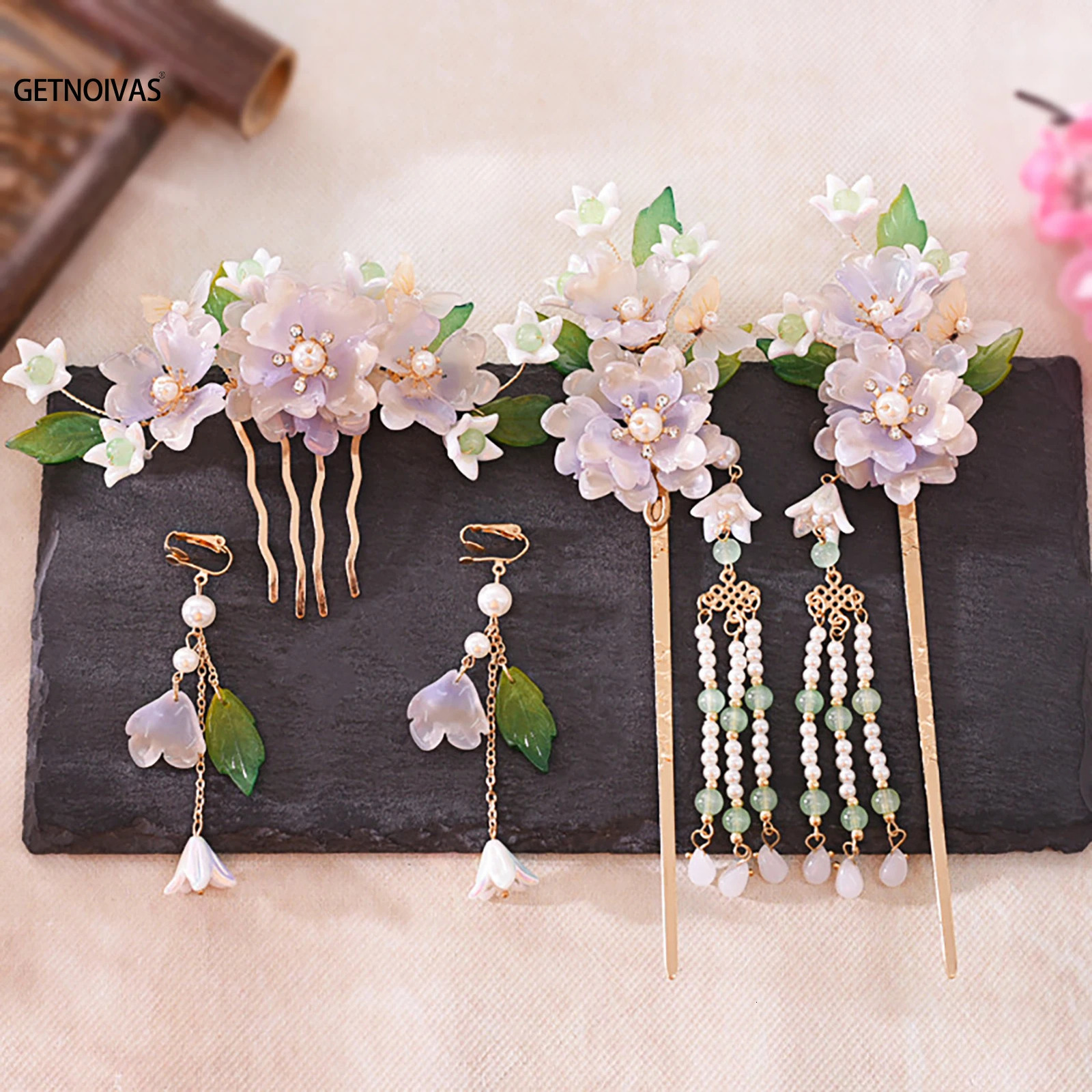 Retro Clockwork Fairy Hair Clip Hanfu Hair Accessories Womens Flower Tassel Hair Clip Fork Head Hair Jewelry 250409