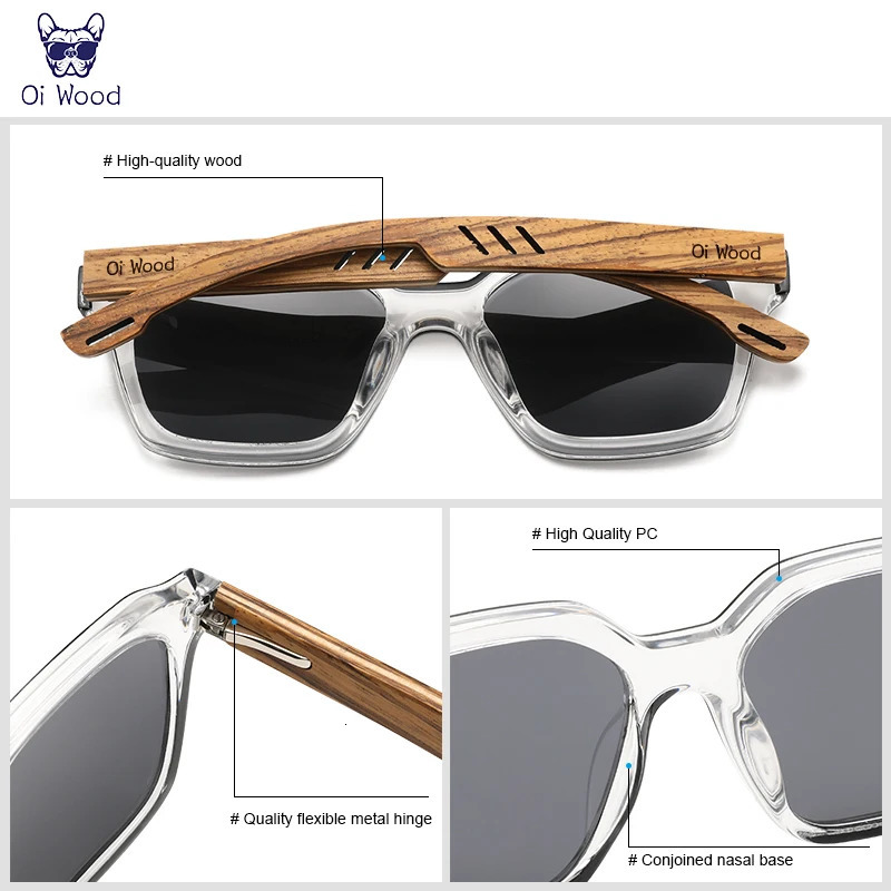 Oi Wood Sunglasses Womens ner Fashion Polarized Mens y Blue Lens Uv400 Wooden Oi8061 250410