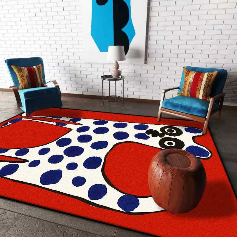 Modern Abstract Animal Rugs for Bedroom Red Carpets for Living Room Easy Care Non-slip Cloakroom Rug Large Area Lounge Carpet Y251110