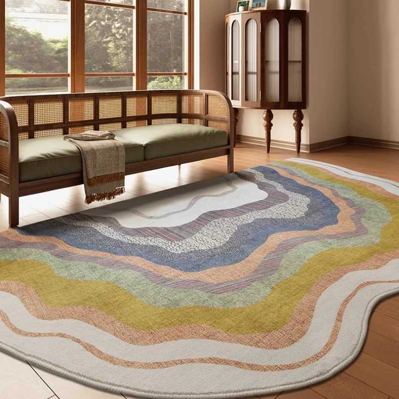 Creative Design Living Room Decoration Carpet Irregular Rainbow Rugs for Bedroom Gradient Color Lounge Rug Home Thick Floor Mat Y251110
