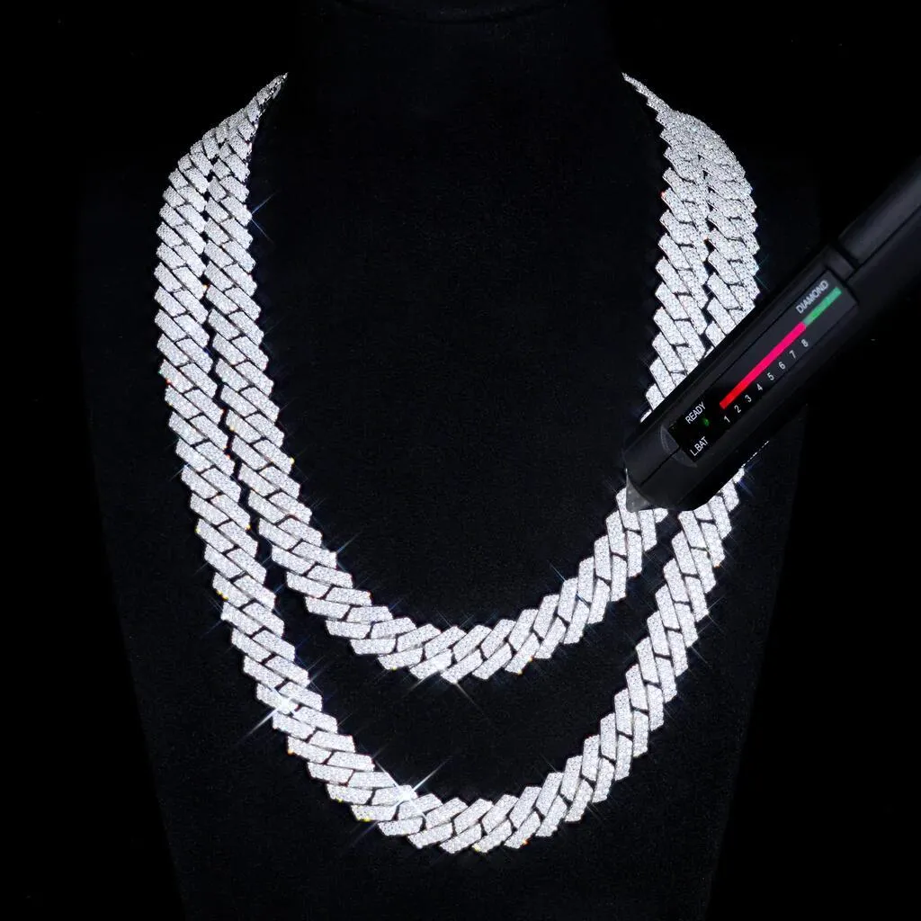 20mm Cuban k Chain Necklace for Men Rapper JewelryPass the testFashionHip Hop 5A+ CZ Stone Bg Iced Out