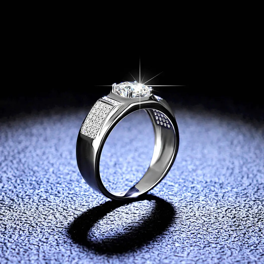 TY Classic Mens 10 Carat Real white Ring 18K White Gold D Color Diamond Engagement Wedding Fine Jewelry Gift 251103