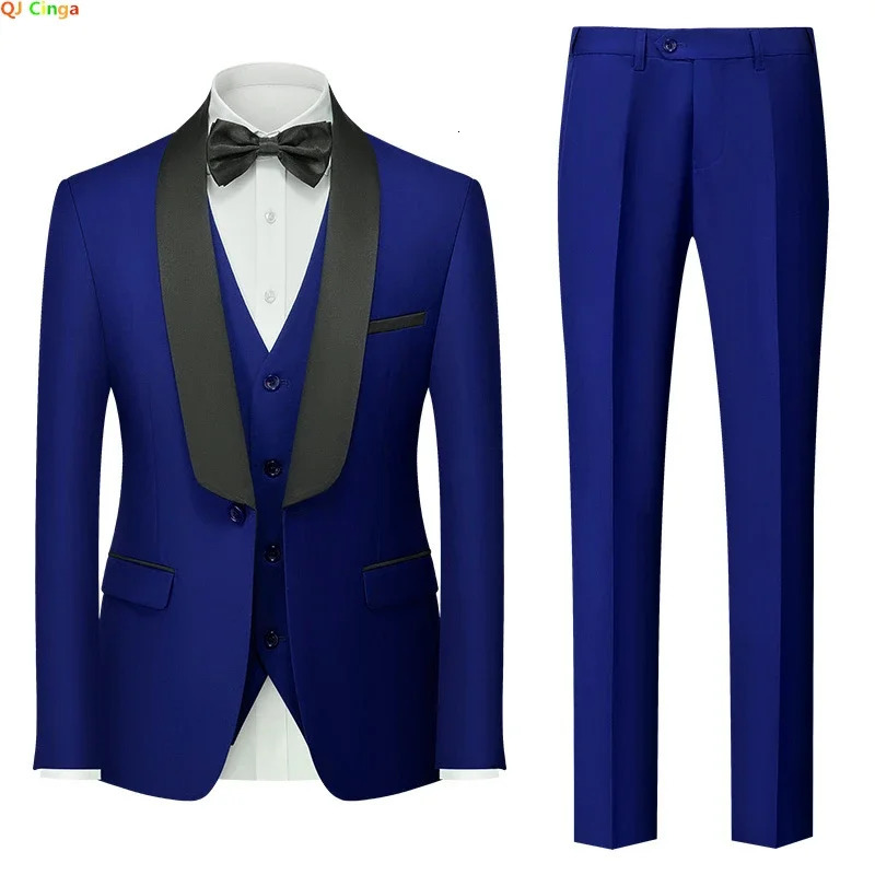 Red Mens Suit 3 Piece Wedding Party Dress Jacket with Pants Vest Blue Green Gray Black Available Asian Size M-5XL 6XL 250409