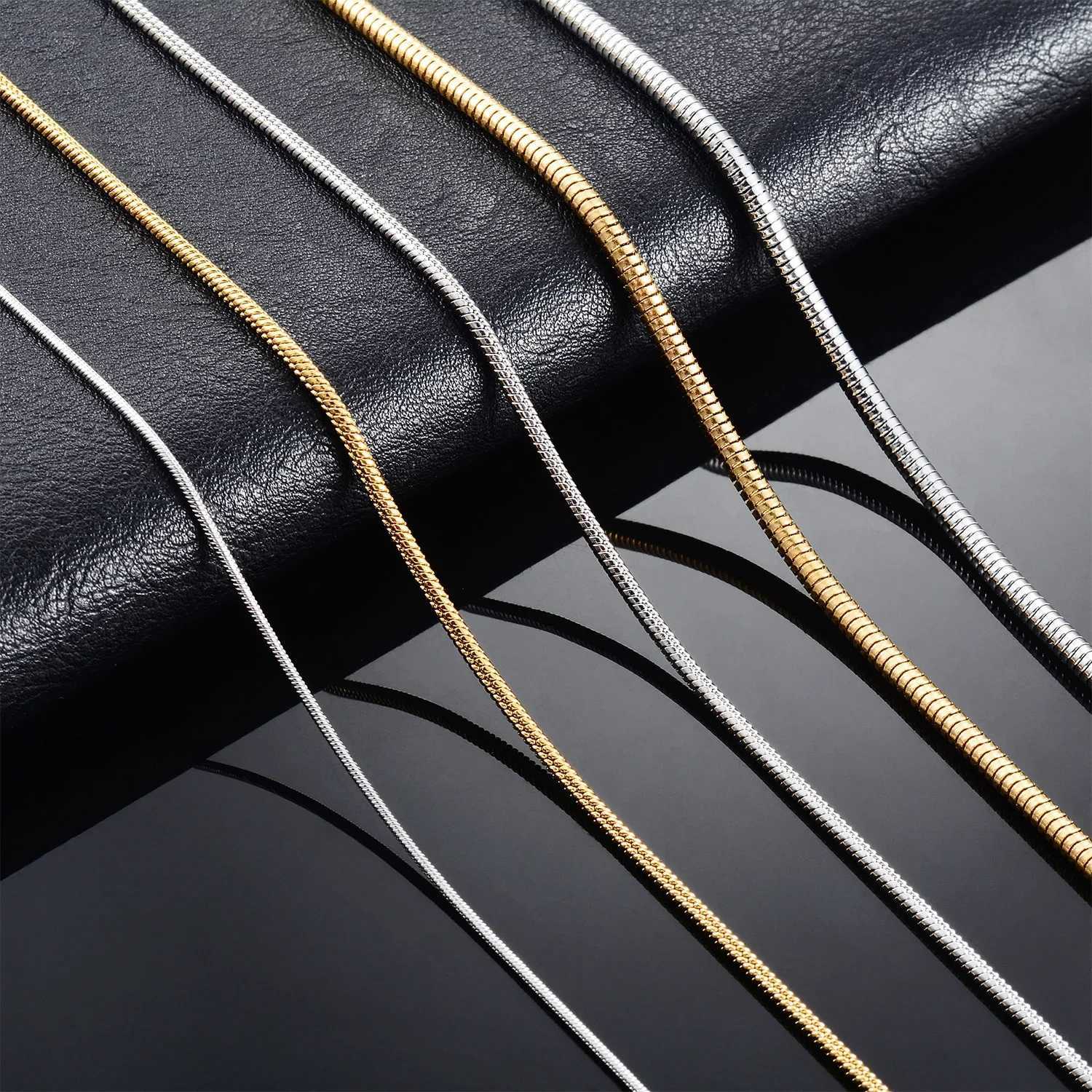 316L Stainless Steel Cool Bracelet Round Snake Link Charms Jewelry Makings For Men and Women Width 1/15/24MMT251110