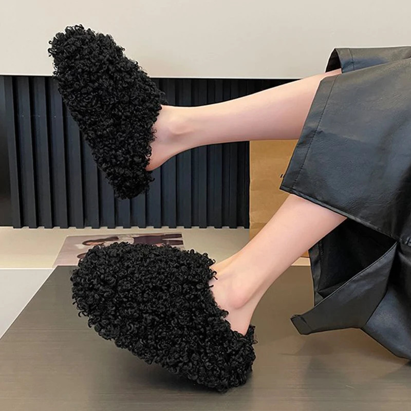 Winter Fashion Womens Shoes Comfortable Plush Velvet Warm fluffy Slippers Home Non-slip Lightweight Soft Indoor slippers 251107