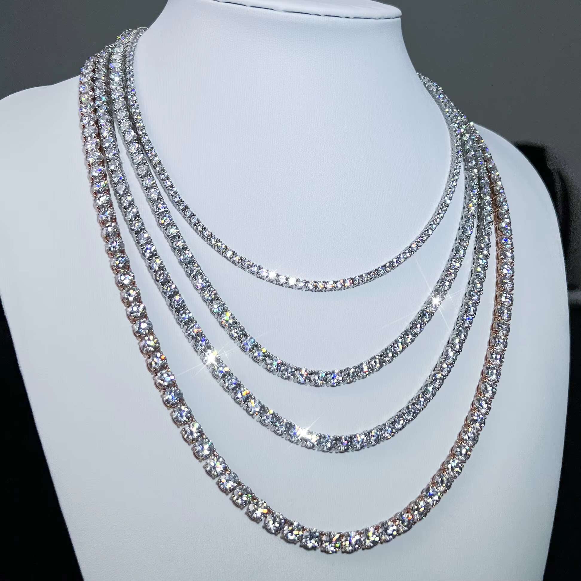 Hip Hop 5mm Tennis Chain 925 Sterling Silver VVS Moissanite Chain Iced Out Moissanite Tennis Chain