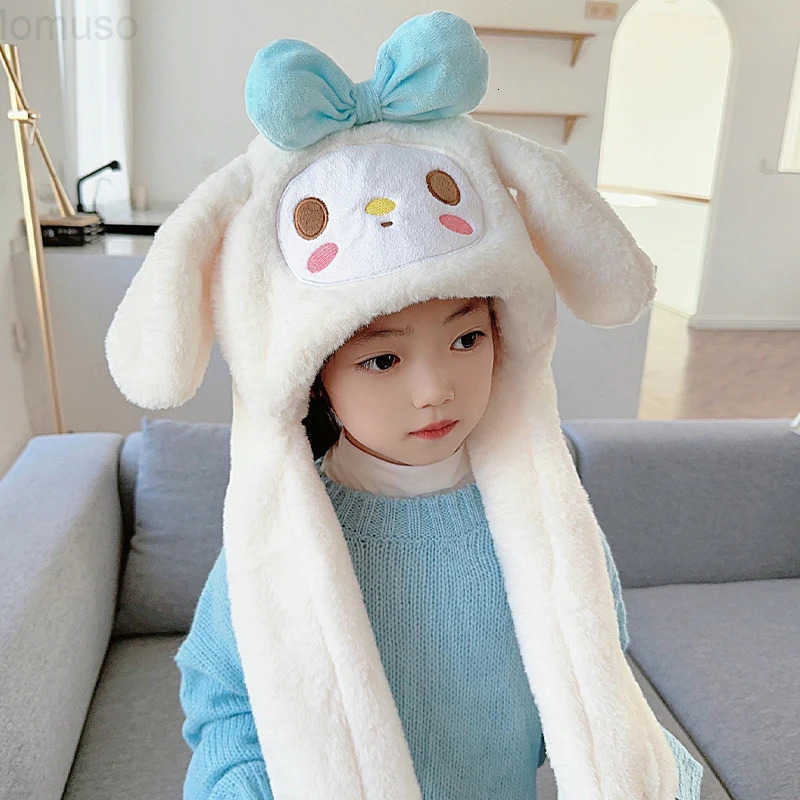 Sanrio My Melody Cinnamoroll Hat Winter Cartoon Kids Plush Hat Scarf Ears Move Anime Kawaii Warm Soft Halloween Party Accessories Gift H251110