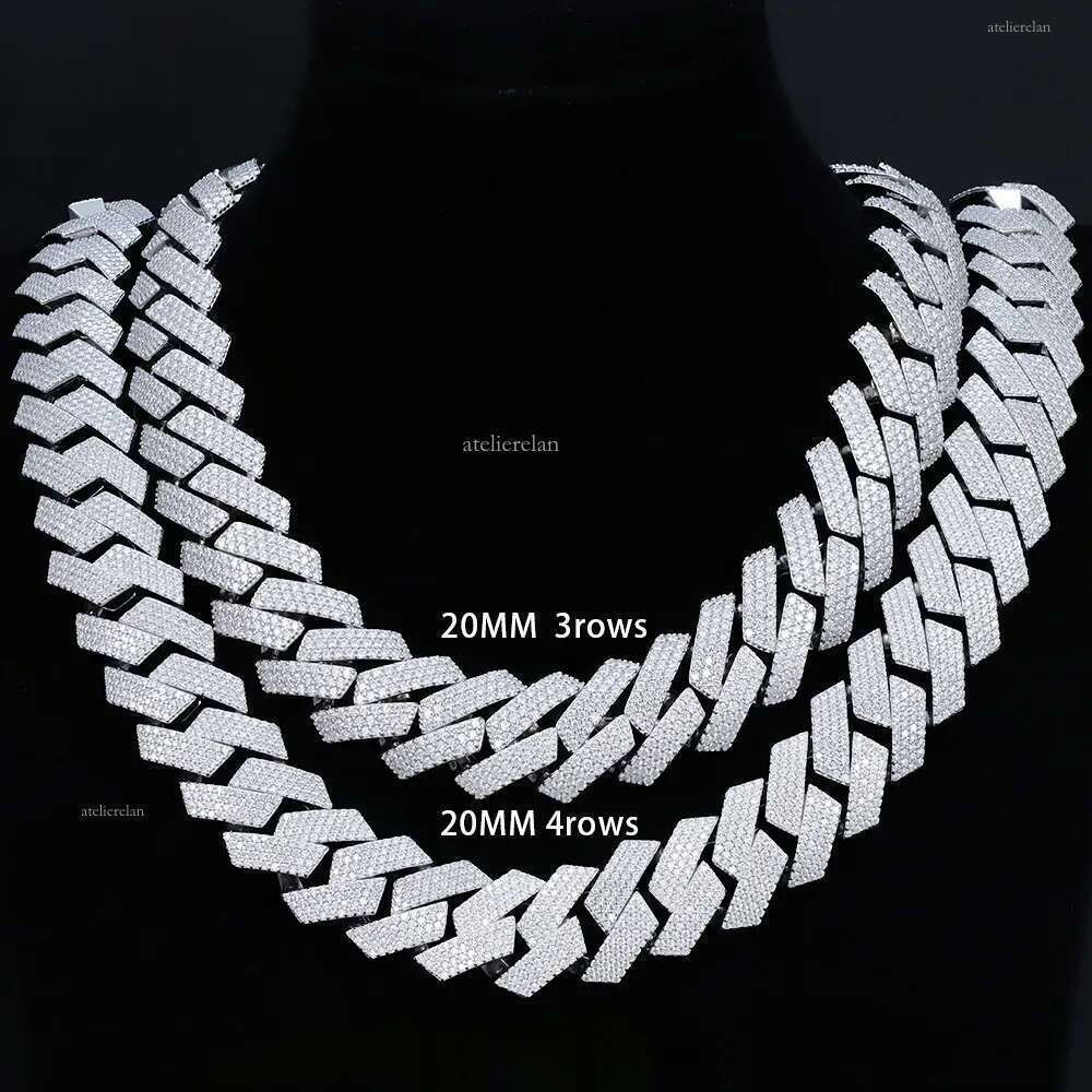 Fine Jewelry 20mm Necklace Bracelet Vvs Diamond Hip Hop Cuban Link Chain Gra d Moissanite 925 Sterling Silver Gold Plate