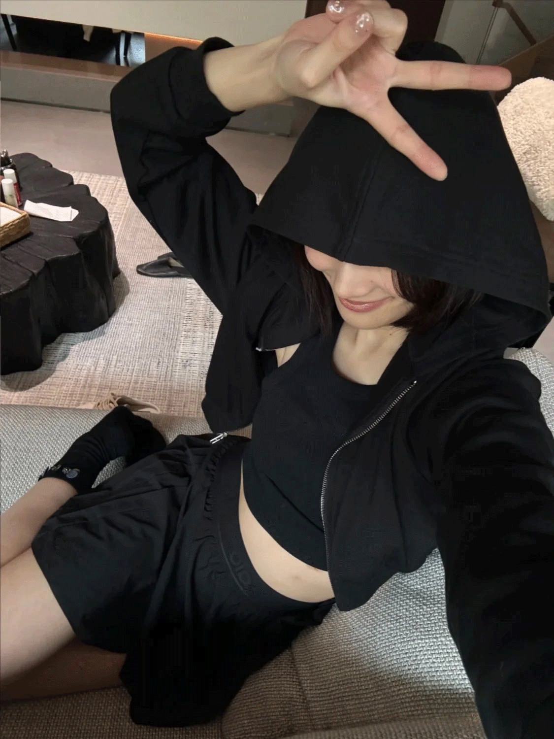 hoodie Yoga Fitness Sports Yoga Hoodie Jacket Autumn Winter Women Fleece Lined Thickened Pure Cotton Short Top jacket