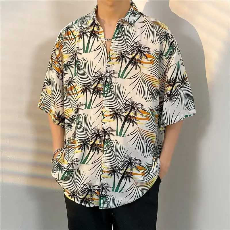 Tiki Hawaiian Mens Summer Casual Button Collar Beach Short sleeved Shirt X250410