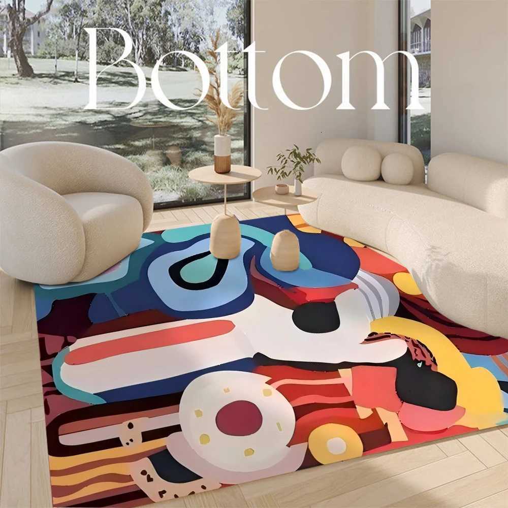 Modern Simple Area Rug for Home Living Room Color Graffiti Carpet Bedroom Rugs Non-slip Flannel Rug Machine Washable Doormat Y251110