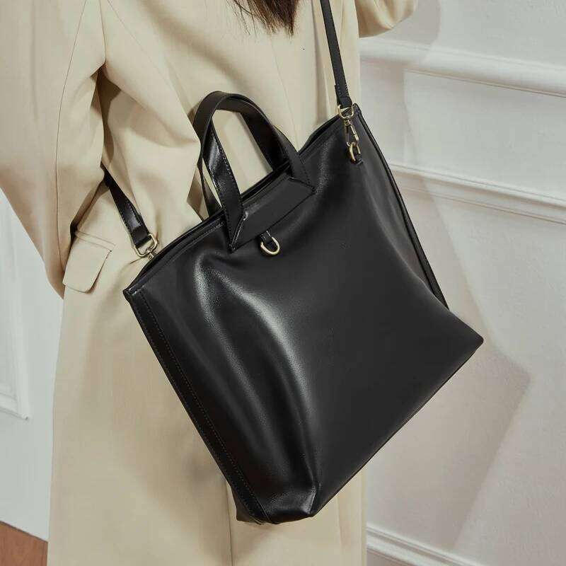 Burminsa Vintage Genuine Leather Large Tote Handbags For Women 2025 Luxury Designer Shopper Work Ladies Shoulder Crossbody Bags