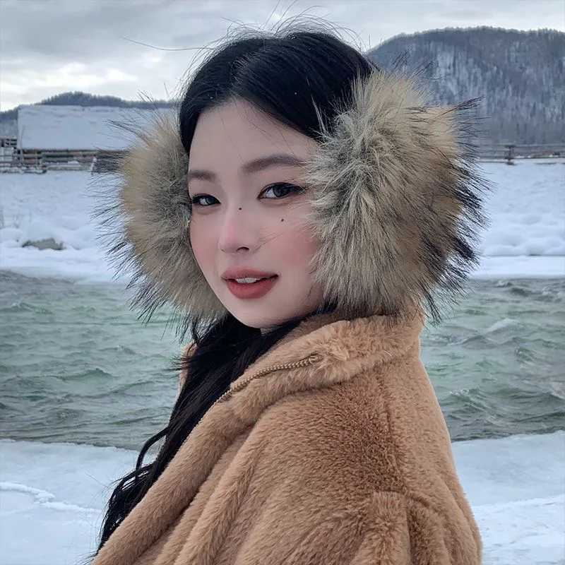 INS Faux Mink Fur Earmuffs for Women Men Brown Plush Cold Protection Wind-proof Ear Cover Girl Outdoor Winter Keep Warm Earplugs W251110