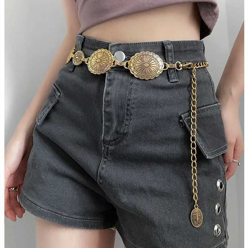 1 set of waist chain accessories suitable for warm vintage Bonn ethnic style high-end silver metal chain belt X250410