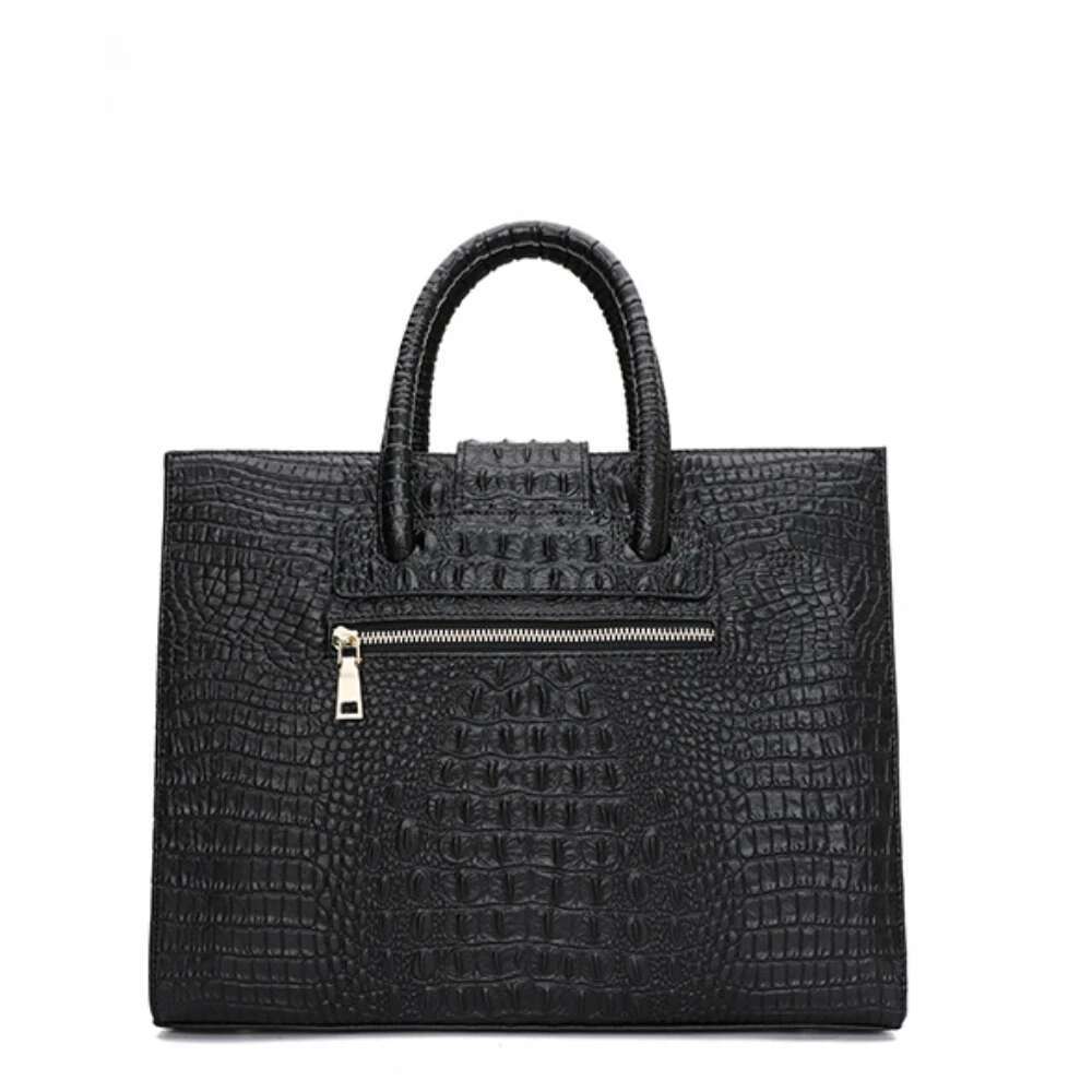 Fashion Crocodile Pattern Women's Real Handbag Genuine Leather Ladies Shoulder OL Bussiness Laptop Bag