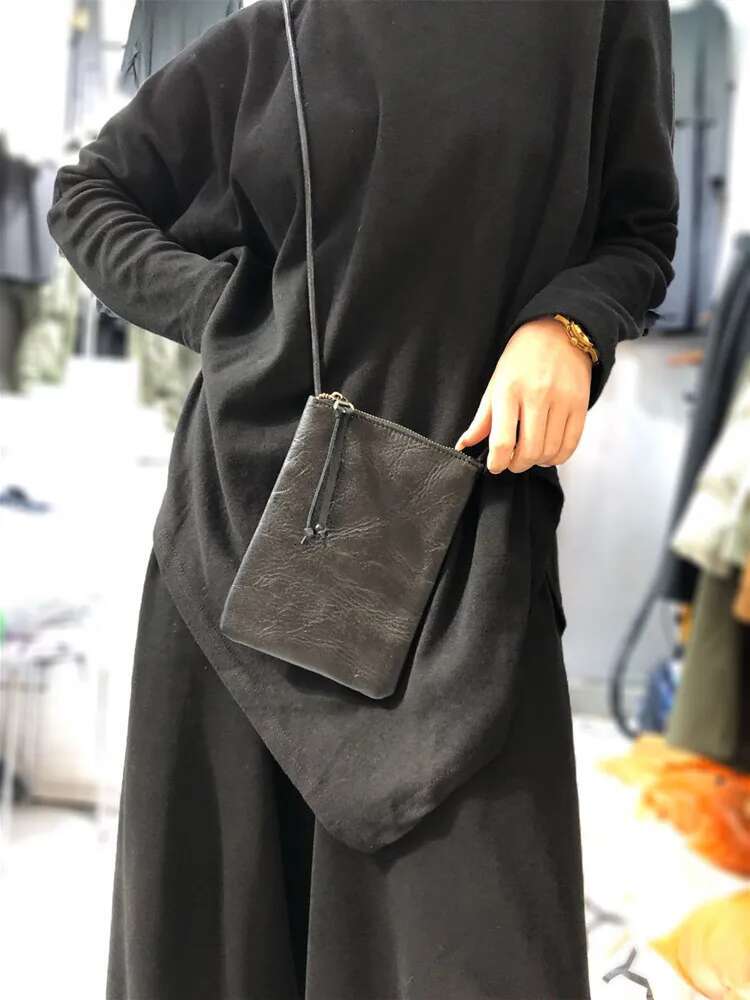 Women Genuine Leather Messenger Crossbody Flap Small Clutch Wallets Shoulder Bag Black Purse Handbag Female Mobile Phone Bag