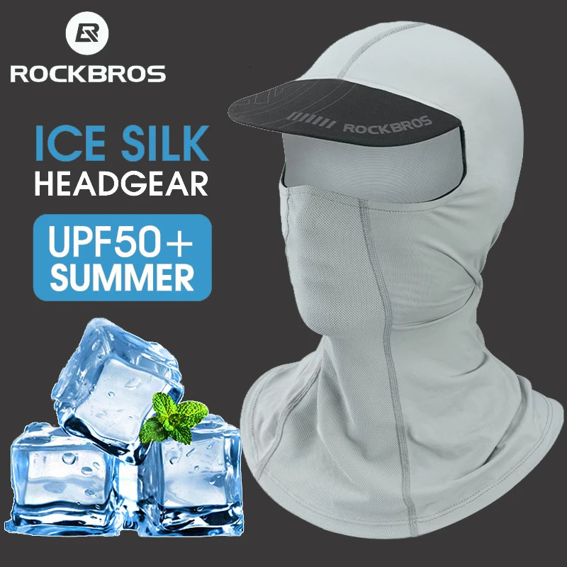 Rockbros Mens Balaclava Summer Cool Ice Silk Full Face Mask Bicycle Helmet Sunscreen Motorcycle Mask Fishing Hat 250408
