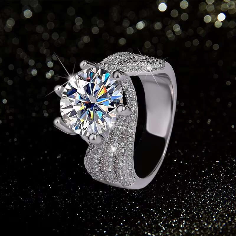 Certified 5 Karat Moissanite Love Ring Full Diamond 925 Sterling Silver Luxury Wedding Ring Engagement Ring