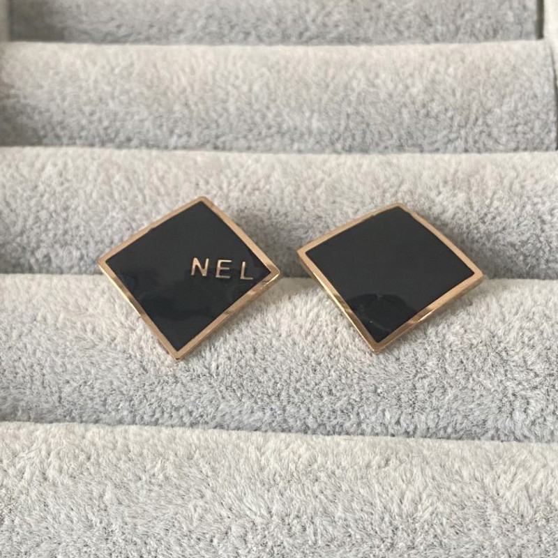 Rose Gold Color Curved Square Earrings for Women, Luxury Designer Stainless Steel Studs, Hypoallergenic Elegant Jewelry Wholesale