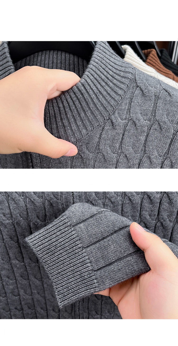 Men's half-turtleneck twist knitted sweater autumn and winter warmth zipper /button multi-style multi-color optional casual all-match thick knit 