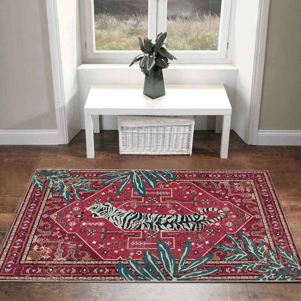 Boho Vintage Tiger Tropical Jungle Area Rugs Accent Oriental Carpet for Bedroom Kitchen Living Room Indoor Entrance Doormat Y251110