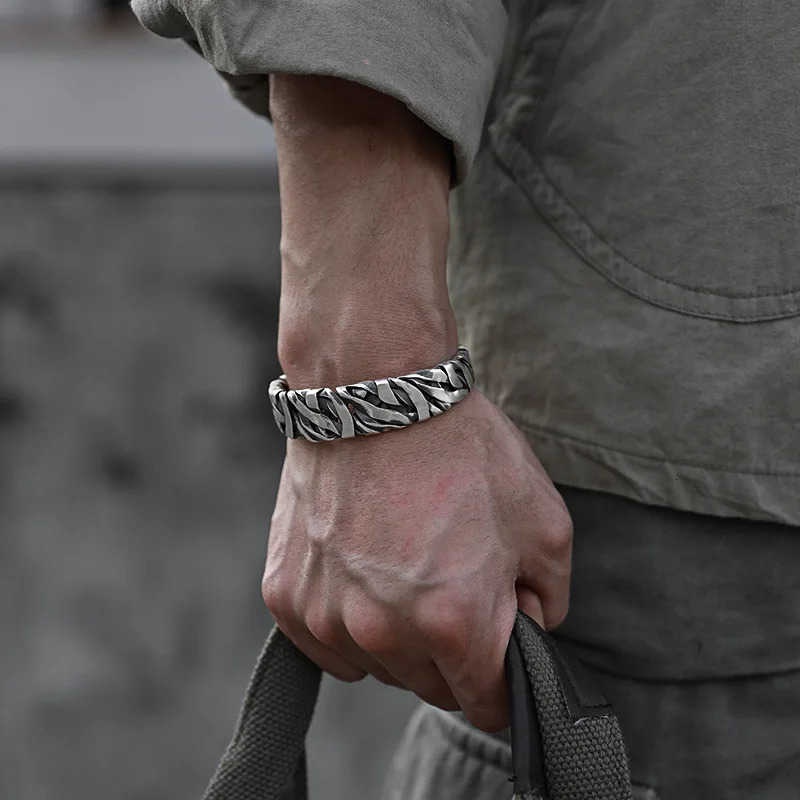 925 Sterling Silver Bracelet Bangle Punk Wide Irregular Geometric For Woman Man Fashion Jewelry Gift Dropship Wholesale 250409