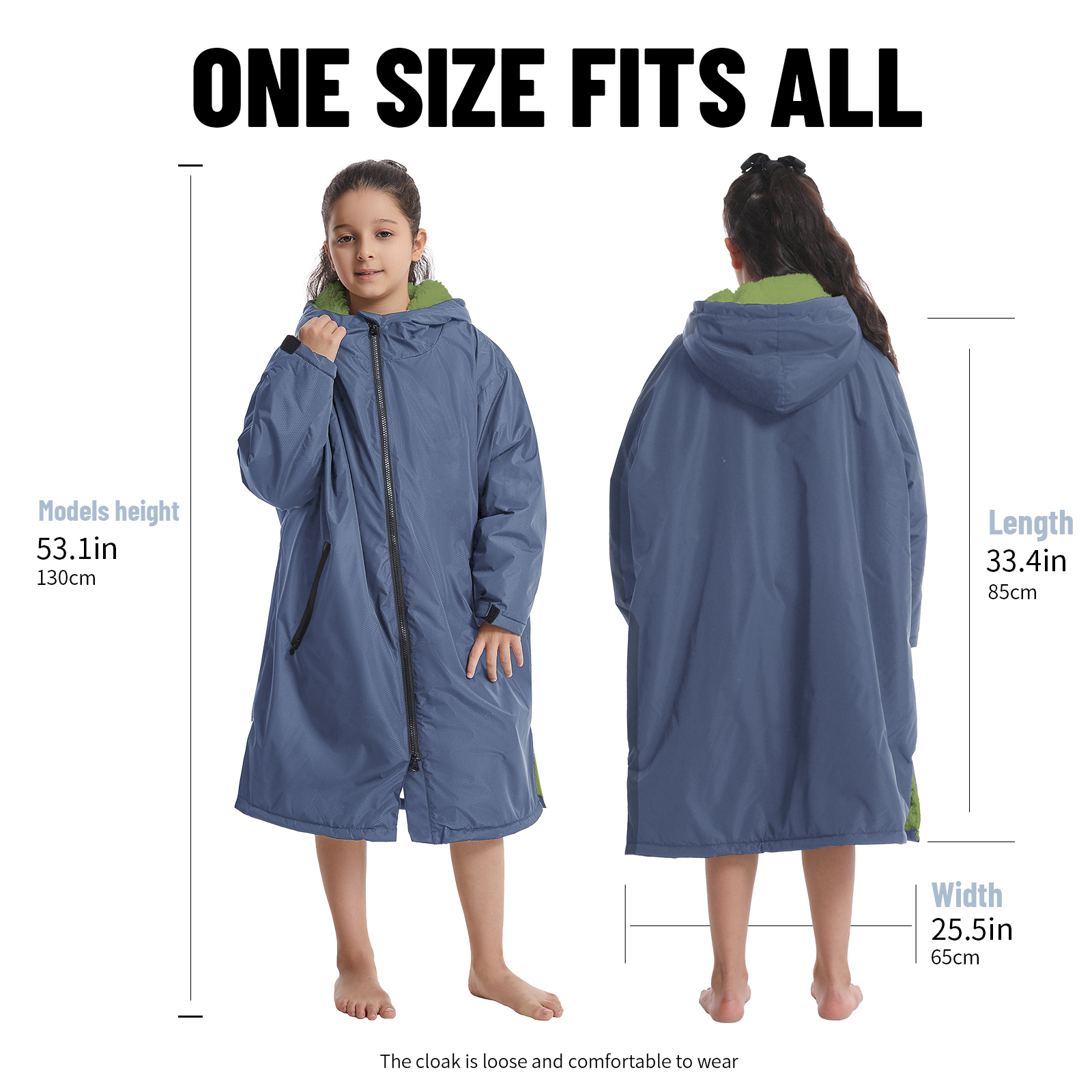 Waterproof Hooded Changing Robe for Child, Soft, Absorbent & Warm with Fleece Lining for All-Day Comfort, Warm Keeping Surf Poncho, for Swimming, Divi