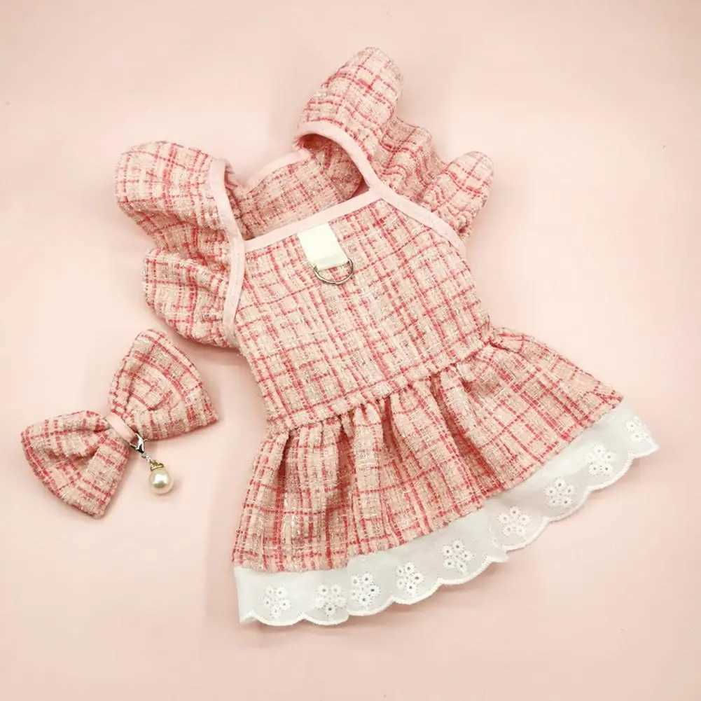 Dog Princess Dress Pet Princess Dress Set with Traction Ring Bow Headpiece Faux Pearl Pendant Flying Sleeves Cat Dog for Autumn J251110