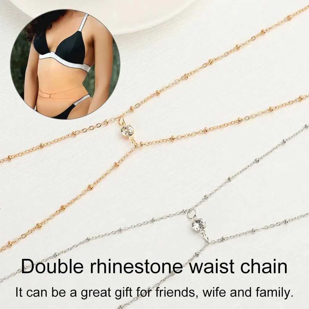 Fashionable and Simple Double layer Bead Chain Womens Waist and Waist Chain Belly Belt Chain Fashionable Body Jewelry Spring and Summer Gifts X250410