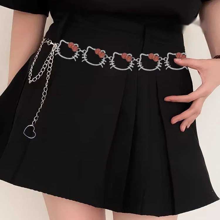 Cute waist chain luxury diamond set metal chain belt Korean version Y2K new version X250410