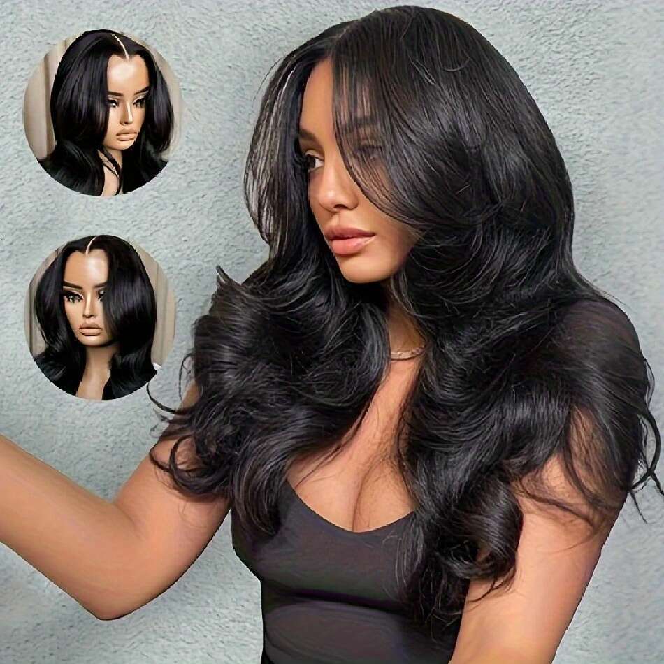 Put On And Body Curtain Bang Bye Knots Glueless Cut 4X4 Lace Front Wigs Human Hair For Beginners No Glue Brazilian Virgin Loose Wave Bleached Pre Pluc