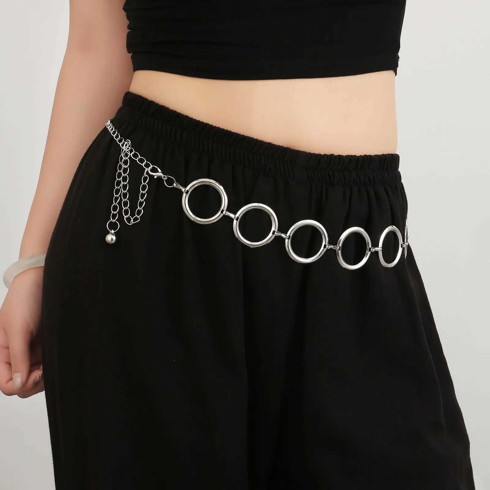 New metal round chain waist belt suitable for warm gold silver round waist chain Fem girl adjustable thin waist belt dress accessories X250410