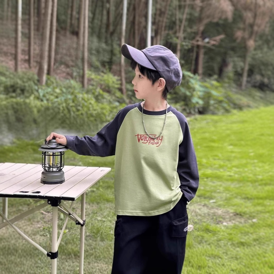 GS- Ddmyshoesvip Boys Clothing Middle Large Children S Bottom Shirt Long Sleeve T Shirt Versatile Two Piece Set Spring And Autumn Trendy