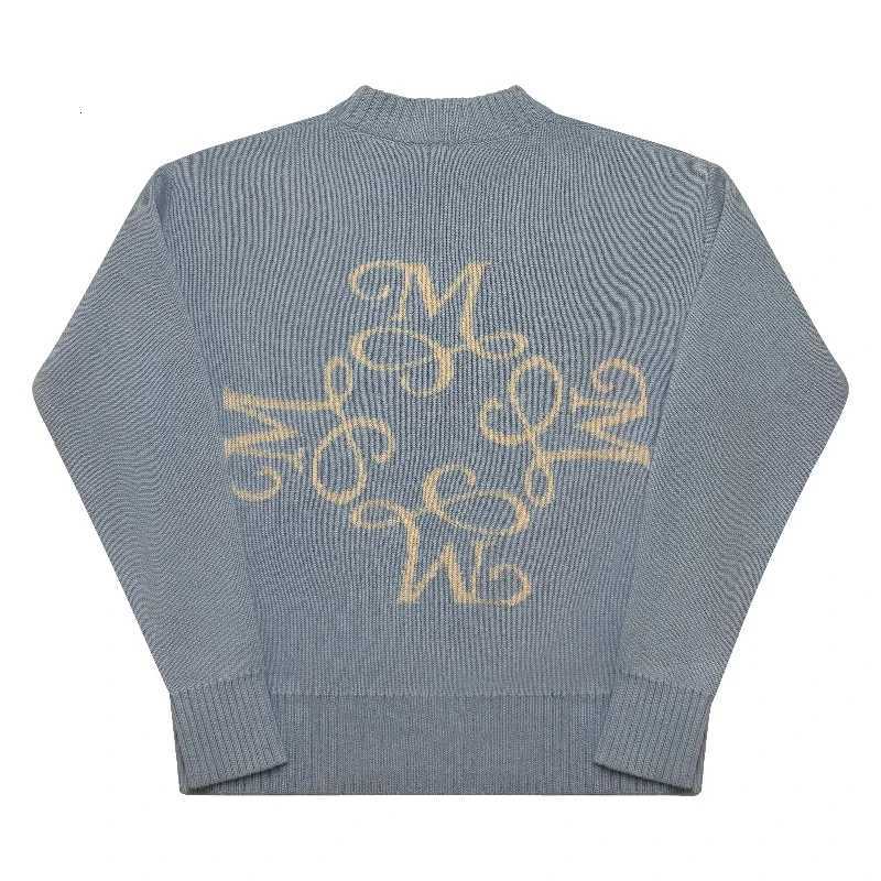 Fashion Y2k American Retro Embroidery M Knitted Pullover Men And Women High Street Vintage Classic Casual Fashion Loose Streetwear Y251110